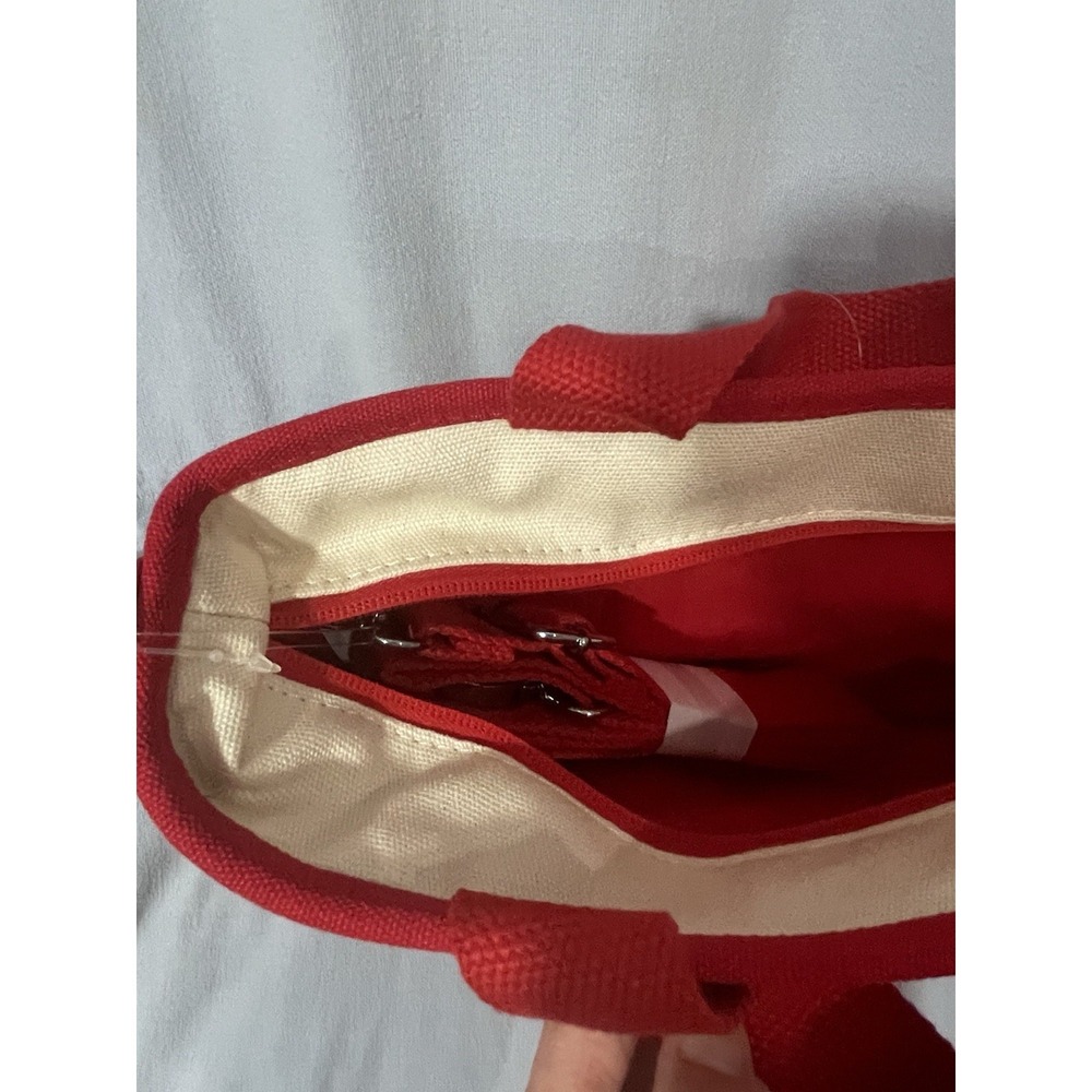 NEW Disney Parks Minnie Mouse Mini Canvas Tote Bag Red Polka Dot Zipper & Strap - Picture 5 of 7